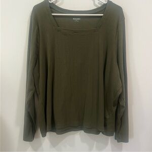 Old Navy Cropped Women's Forest Green Knit Square Neck Shirt Size 4x